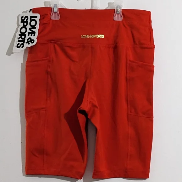 Love & Sports Women's Red Bike Shorts With Drawstring Tie, Size Small(4-6), NWT - Picture 2 of 4